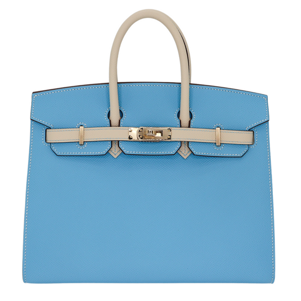 Hermès 25cm Birkin HSS Sellier Celeste/Craie Epsom Leather Brushed Palladium Hardware