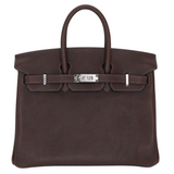Hermès 25cm Birkin Ebene Barenia Faubourg Palladium Hardware