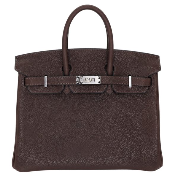 Hermès 25cm Birkin Ebene Barenia Faubourg Palladium Hardware