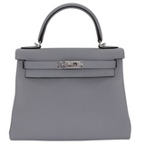 Hermès 28cm Kelly Retourne Gris Pantin Togo Leather Palladium Hardware