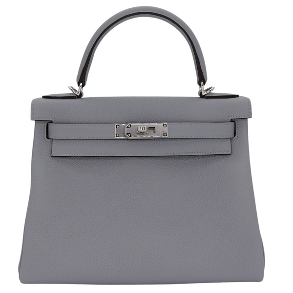 Hermès 28cm Kelly Retourne Gris Pantin Togo Leather Palladium Hardware