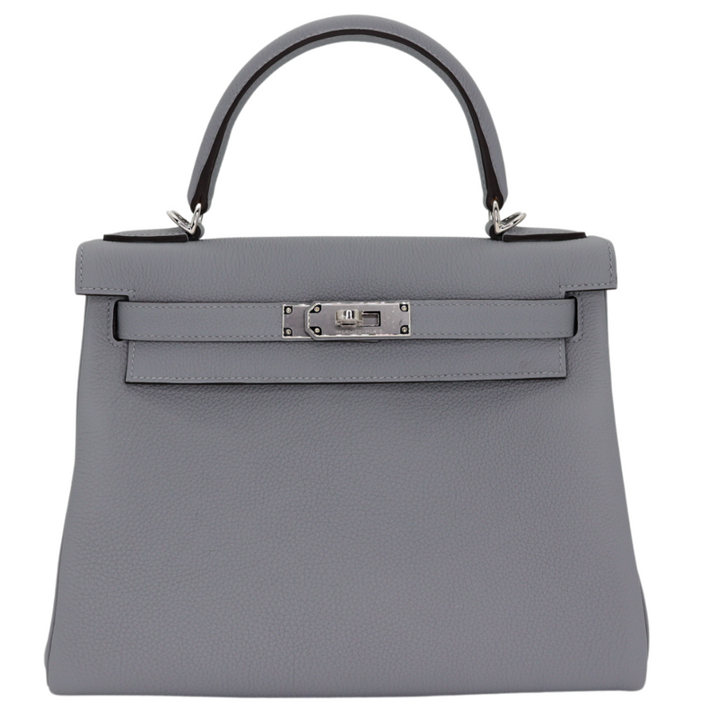 Hermès 28cm Kelly Retourne Gris Pantin Togo Leather Palladium Hardware