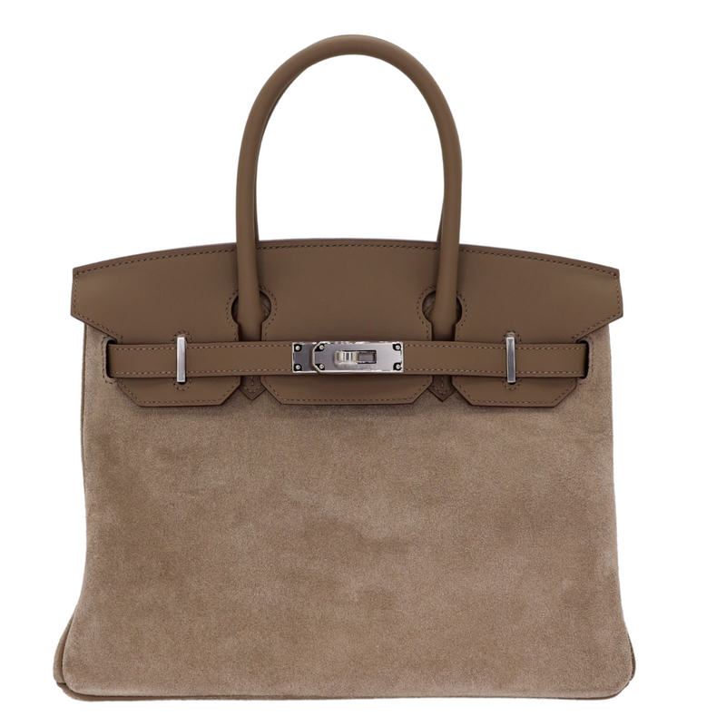 Hermès 30cm Birkin Grizzly Etoupe Suede/Swift Leather Palladium Hardware