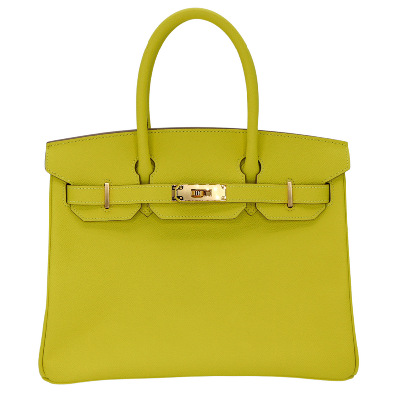 Hermès 30cm Birkin Lime Epsom Leather Rose Gold Hardware