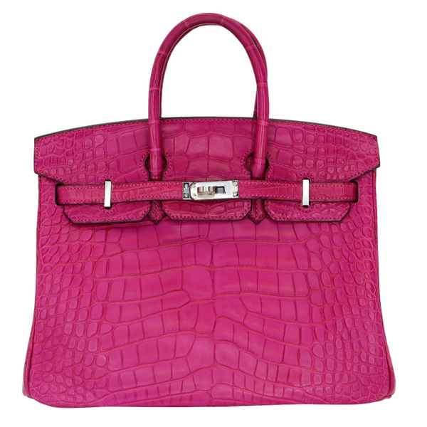 Hermès 25cm Birkin Rose Scheherazade Matte Alligator Palladium Hardware