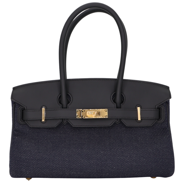 Hermès 29cm Birkin Shoulder Denim/Black Swift Leather Gold Hardware