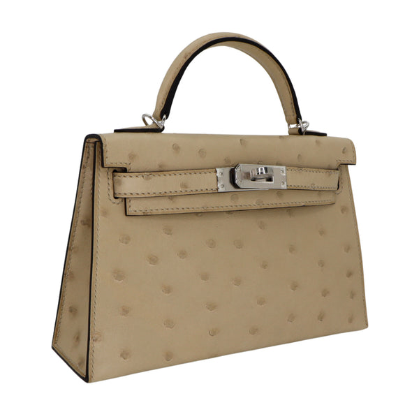 Hermès Kelly II Sellier Mini Parchemin Ostrich Palladium Hardware