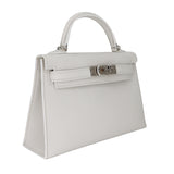 Hermès Kelly II Sellier Mini White Epsom Palladium Hardware