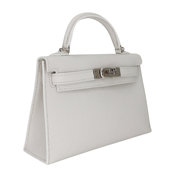 Hermès Kelly II Sellier Mini White Epsom Palladium Hardware
