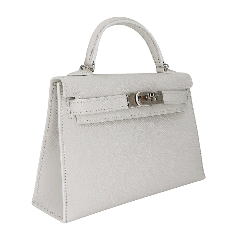 Hermès Kelly II Sellier Mini White Epsom Palladium Hardware