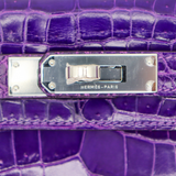 Hermès Kelly Cut Ultraviolet Shiny Niloticus Crocodile Palladium Hardware