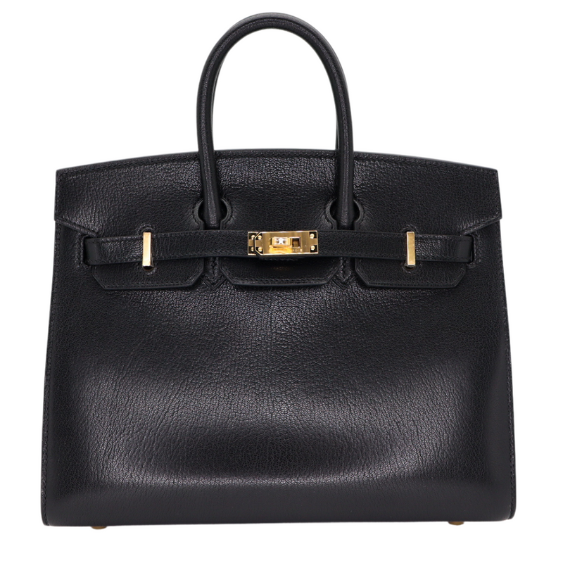 Hermès 25cm Birkin Sellier Black Chèvre Leather Gold Hardware