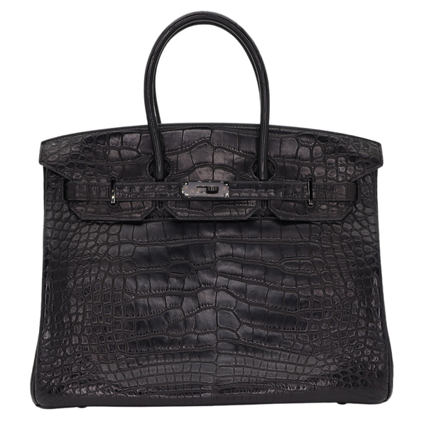 Hermès 35cm Birkin So Black Matte Alligator