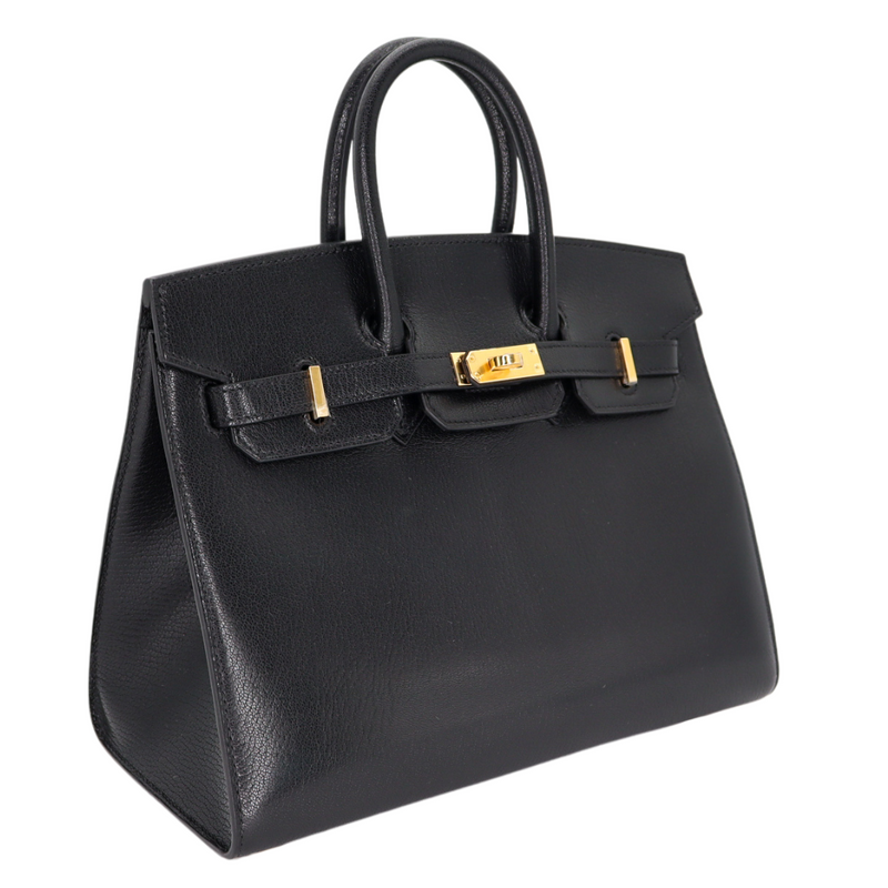 Hermès 25cm Birkin Sellier Black Chèvre Leather Gold Hardware