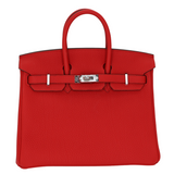 Hermès 25cm Birkin Rouge Radieux Togo Leather Palladium Hardware