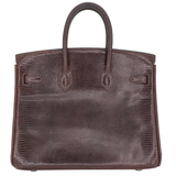 Hermès 25cm Birkin Ebene Lizard Palladium Hardware