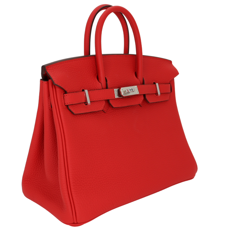 Hermès 25cm Birkin Rouge Radieux Togo Leather Palladium Hardware
