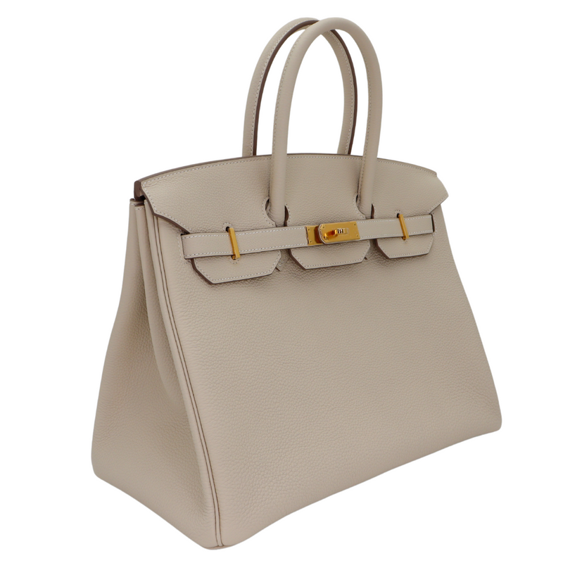 Hermès 35cm Birkin Craie Togo Leather Gold Hardware