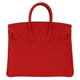 Hermès 25cm Birkin Rouge Radieux Togo Leather Palladium Hardware