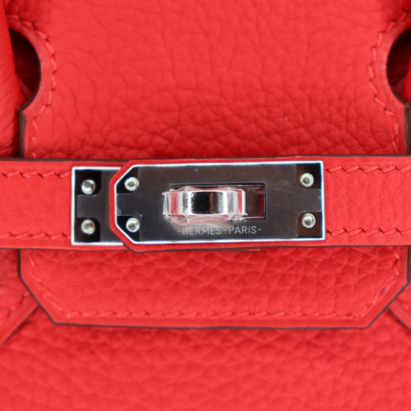 Hermès 25cm Birkin Rouge Radieux Togo Leather Palladium Hardware
