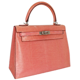 Hermès 25cm Kelly Sellier Bubblegum Lizard Palladium Hardware