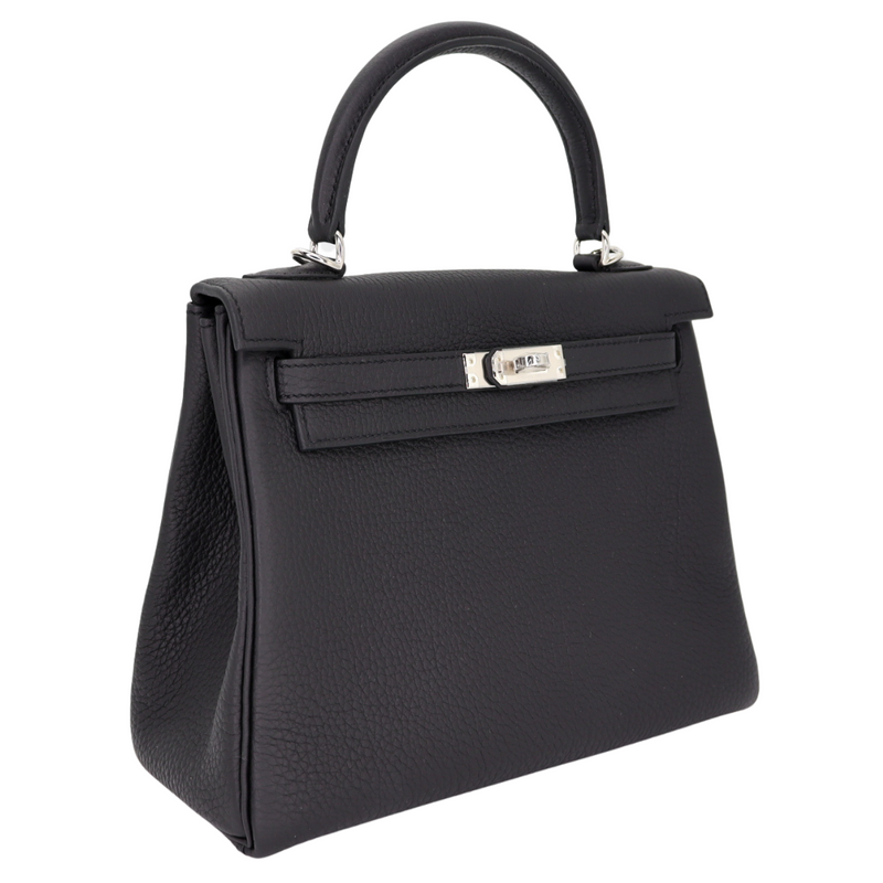Hermès 25cm Kelly Retourne Black Togo Leather Palladium Hardware
