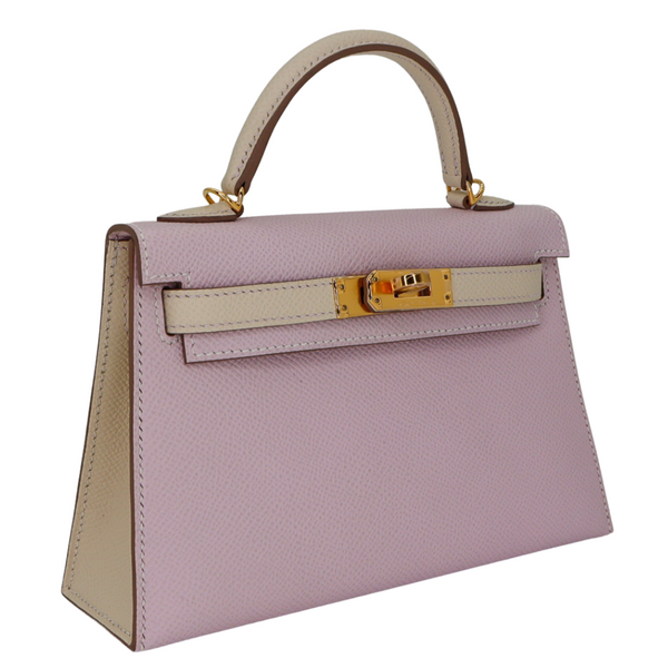 Hermès Mini Kelly II HSS Mauve Pale/Craie Epsom Gold Hardware