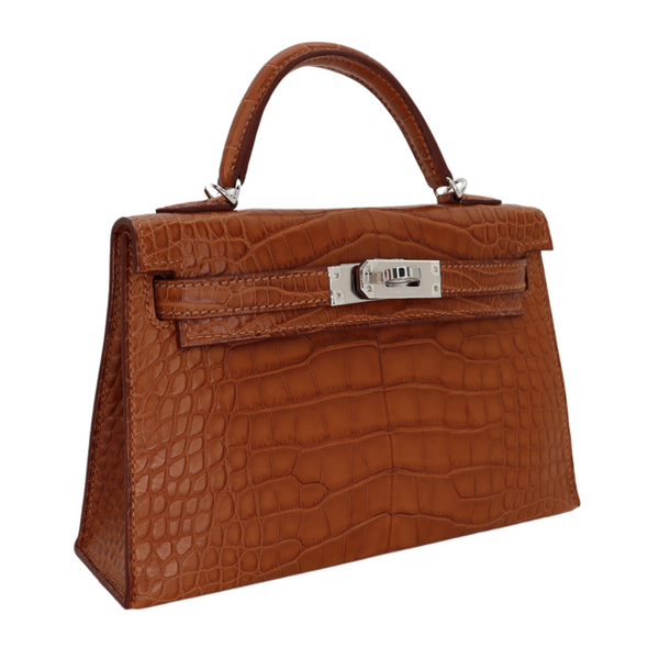 Hermès Kelly II Sellier Mini Gold Matte Alligator Palladium Hardware
