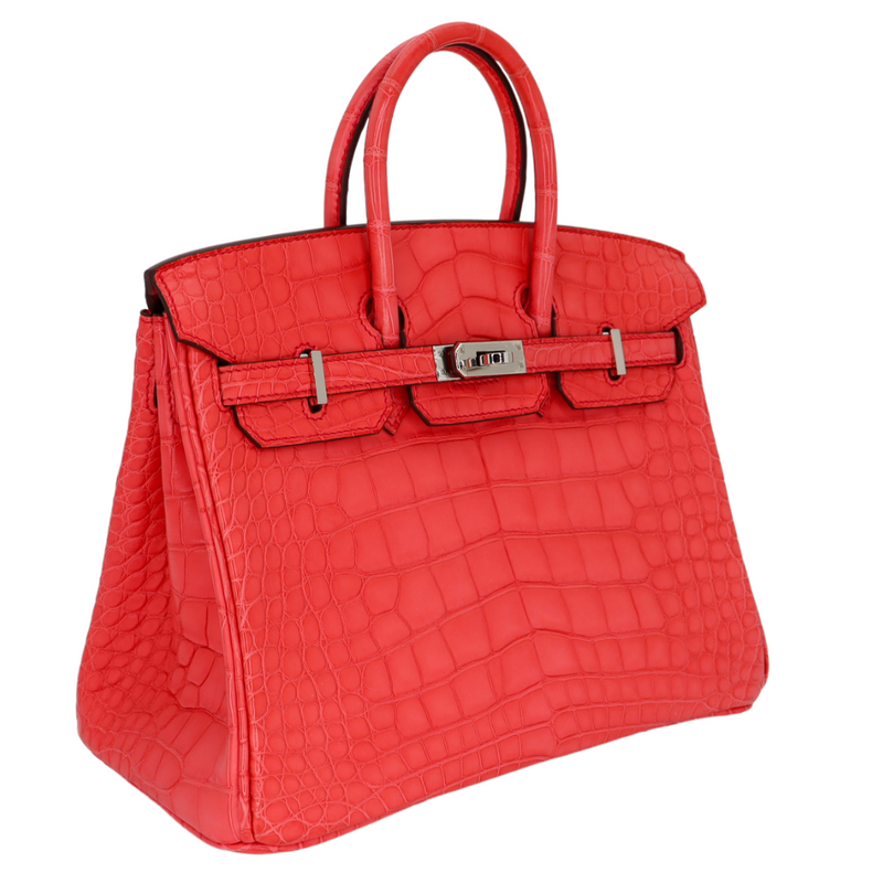 Hermès 25cm Birkin Bougainvillea Matte Alligator Palladium Hardware