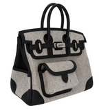 Hermès 25cm Birkin Cargo Ecru/Black Canvas/Swift Leather Palladium Hardware