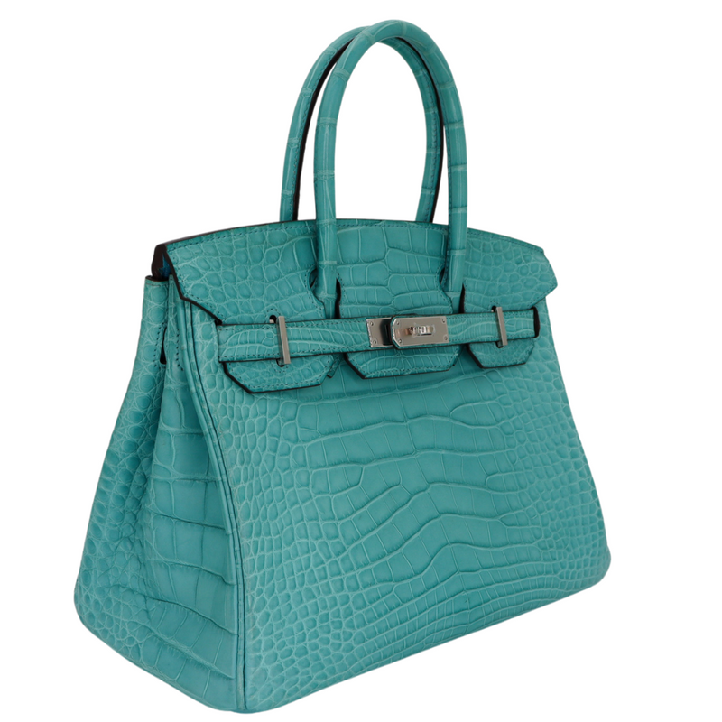Hermès 30cm Birkin Bleu Saint Cyr Matte Alligator Palladium Hardware