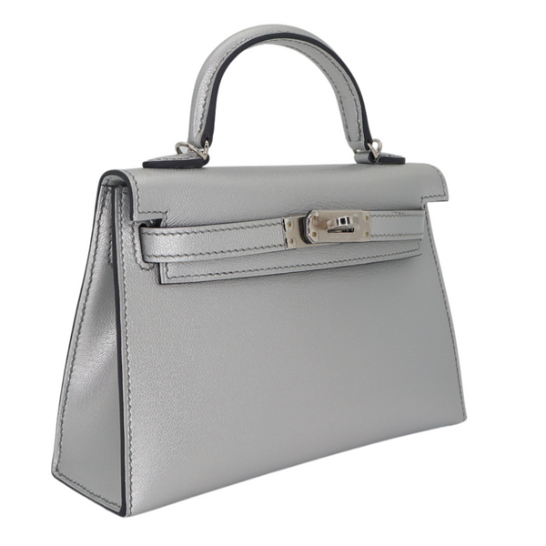 Hermès Kelly II Sellier Mini Gris Argente Chèvre Chamkilight Leather Palladium Hardware