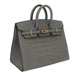 Hermès 20cm Birkin Sellier Gris Cement Matte Alligator Gold Hardware