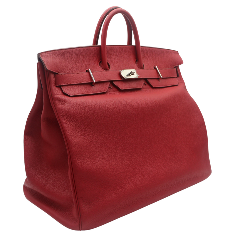 Hermès 50cm HAC Rouge Vif Ardennes Leather Palladium Hardware