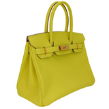 Hermès 30cm Birkin Lime Epsom Leather Rose Gold Hardware