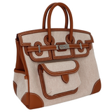 Hermès 25cm Birkin Cargo Ecru/Gold Canvas/Swift Leather Palladium Hardware