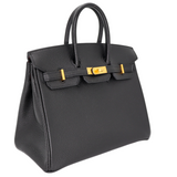 Hermès 25cm Birkin HSS Black/ Rouge Chèvre Leather Brushed Gold Hardware