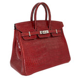 Hermès 25cm Birkin Rouge H Shiny Alligator Palladium Hardware