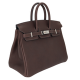 Hermès 25cm Birkin Ebene Barenia Faubourg Palladium Hardware