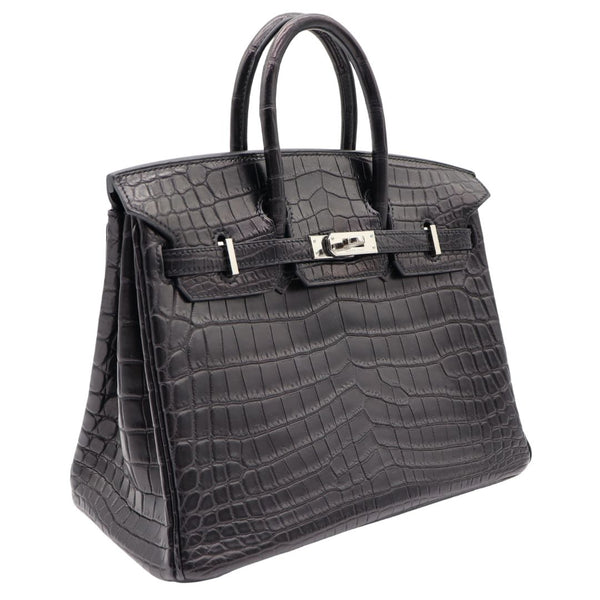 Hermès 25cm Birkin Black Matte Niloticus Crocodile Palladium Hardware