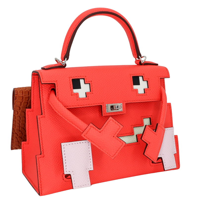 Hermès Kelly Doll Picto Rose Mexico Epsom Leather Palladium Hardware
