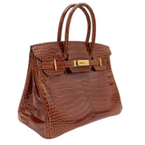 Hermès 30cm Birkin Miel Shiny Porosus Crocodile Gold Hardware