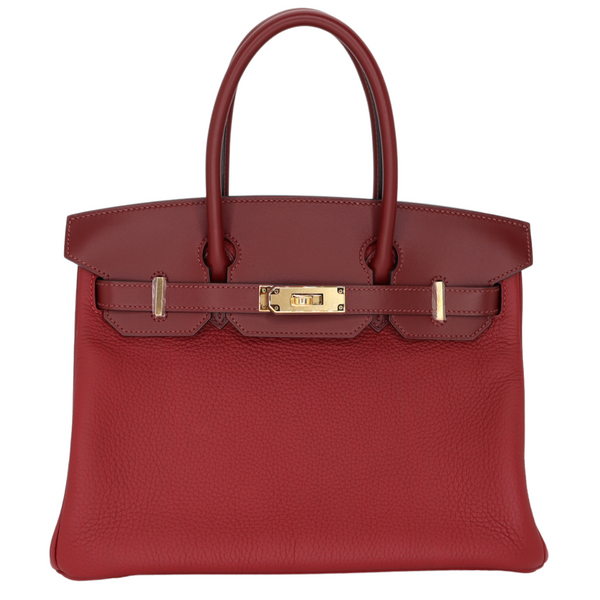 Hermès 30cm Birkin Touch Rouge H Clemence Sombrero Leather Gold Hardware