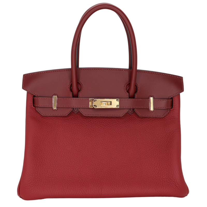 Hermès 30cm Birkin Touch Rouge H Clemence Sombrero Leather Gold Hardware