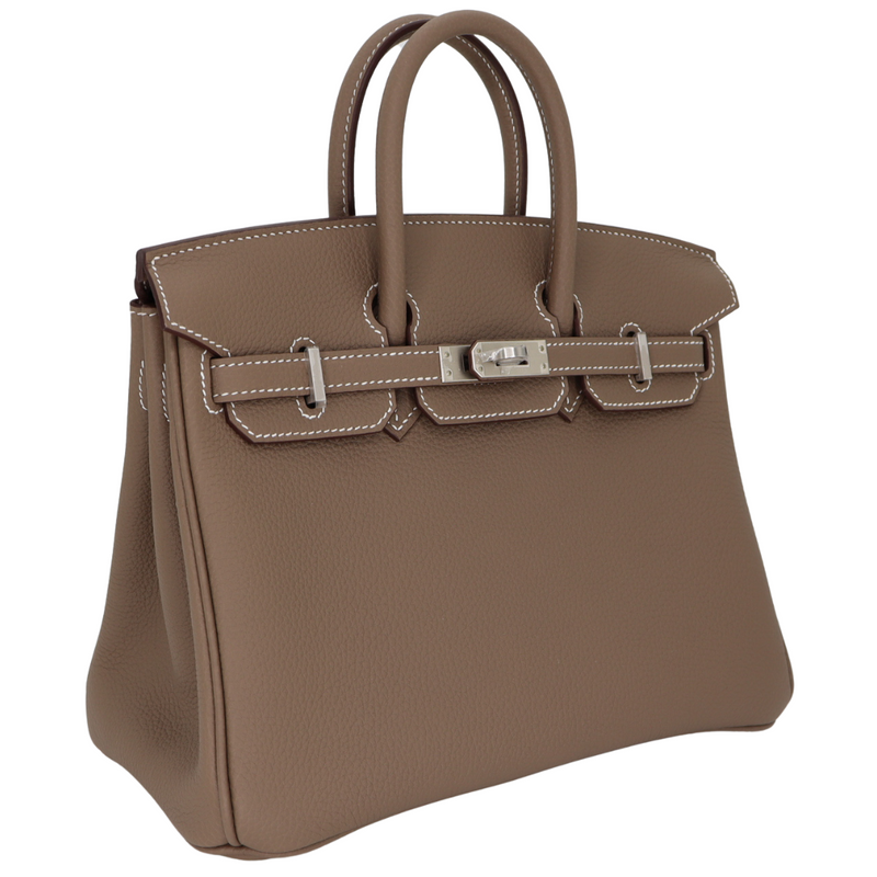 Hermès 25cm Birkin Etoupe Togo Leather Brushed Palladium Hardware