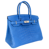 Hermès 30cm Birkin Bleu Zellige Matte Alligator Palladium Hardware
