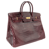 Hermès 40cm Birkin Bordeaux Shiny Porosus Crocodile Gold Hardware