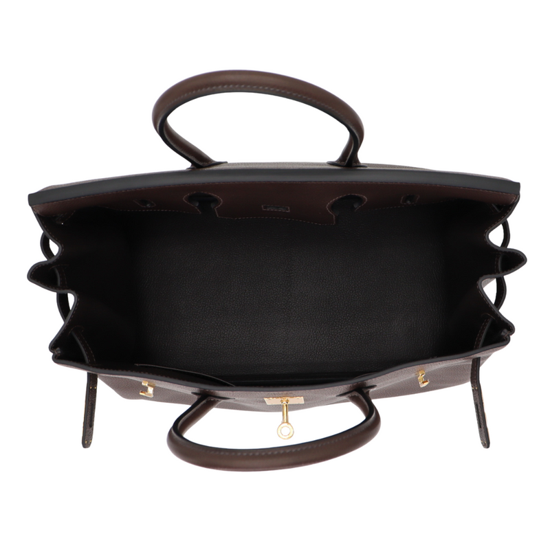 Hermès 30cm Birkin Ebene Barenia Faubourg Leather Gold Hardware