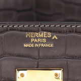 Hermès 30cm Birkin Graphite Matte Porosus Crocodile Gold Hardware
