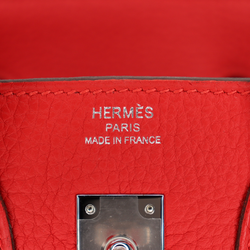 Hermès 25cm Birkin Rouge Radieux Togo Leather Palladium Hardware